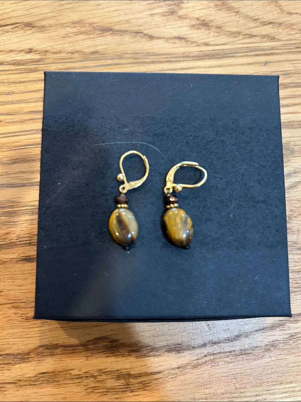 Talbots Gold-Tone Tiger Eye Drop Earrings